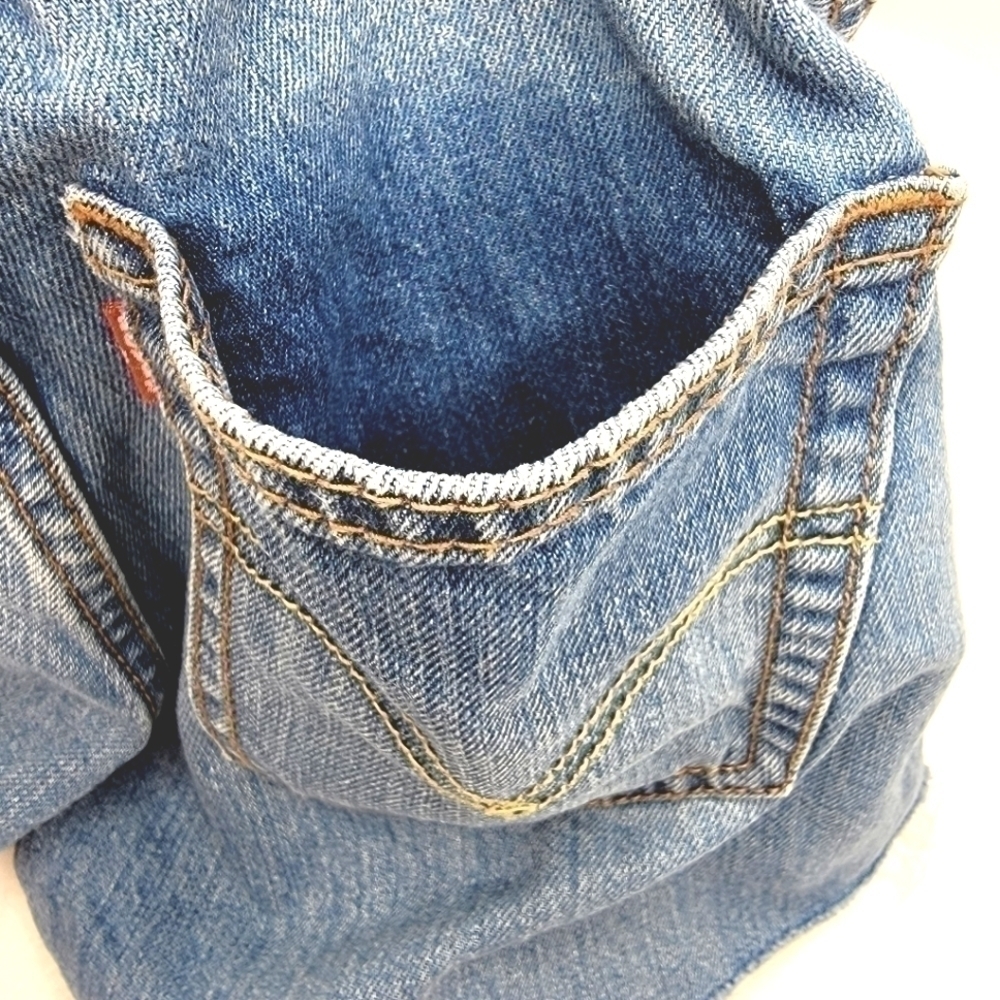 Levi's Red Tag 550 Boy's 9H Modified Denim Jean Shorts with Fringe Aesthetic - Picture 15 of 16